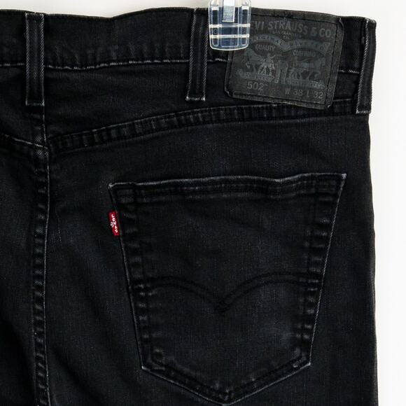 Levi’s 502 Jeans Men’s 38x32 Black Regular Fit Classic Denim Everyday Wear - Picture 11 of 14